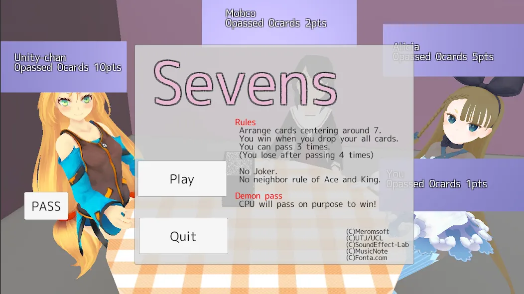 Sevens card game (Севенс карточная игра)  [МОД Много монет] Screenshot 1