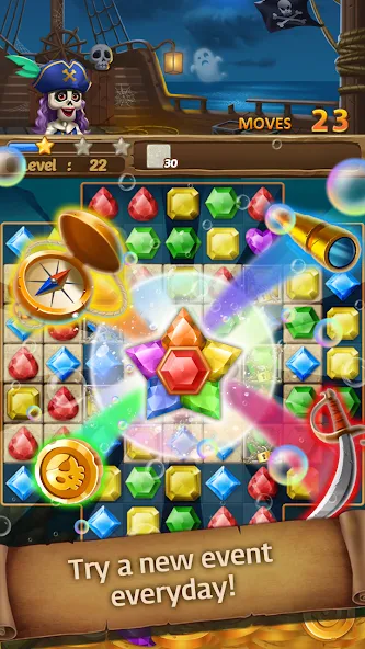 Jewels Ghost Ship: jewel games (Джуэлз Гост Шип)  [МОД Menu] Screenshot 2