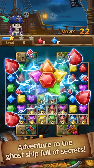 Jewels Ghost Ship: jewel games (Джуэлз Гост Шип)  [МОД Menu] Screenshot 5