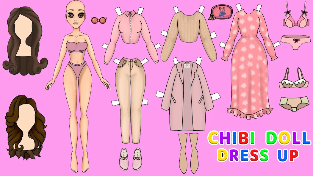 Doll Dress Up Makeup Girl Game (Чиби кукла одевает девушку игры)  [МОД Много монет] Screenshot 4