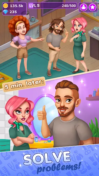 Beauty Tycoon: Hair Salon Game (Бьюти Тайкун)  [МОД Menu] Screenshot 4