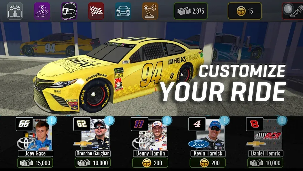 NASCAR Heat Mobile (НАСКАР Хит Мобилай)  [МОД Бесконечные монеты] Screenshot 2