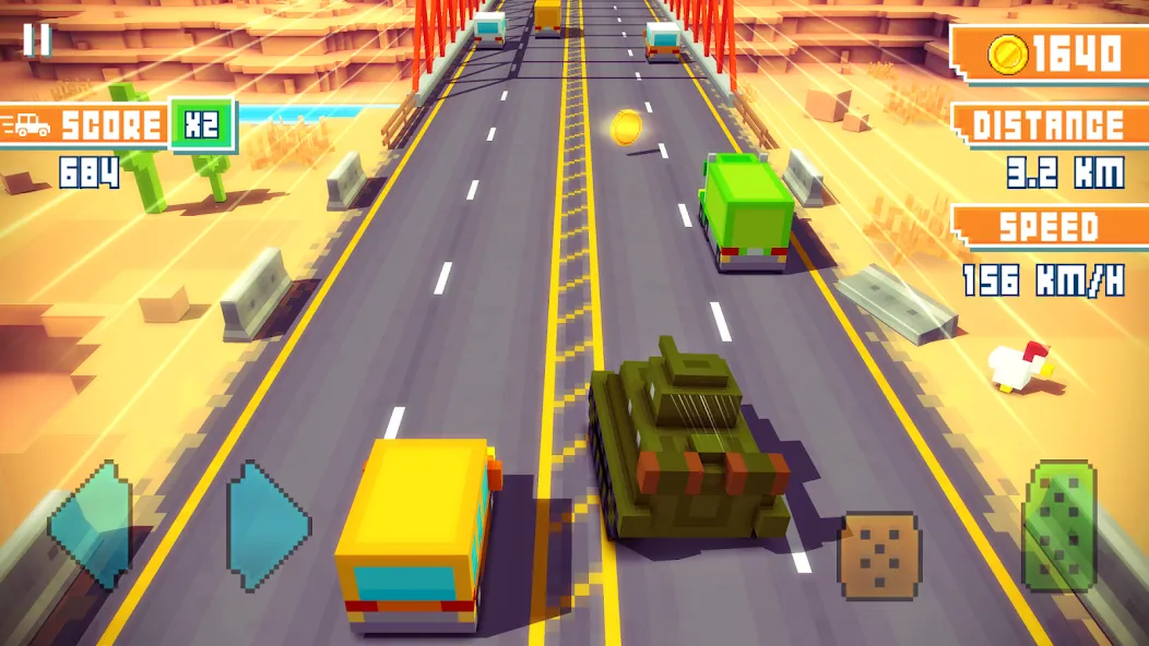 Blocky Highway: Traffic Racing (Блоки Хайвей)  [МОД Много денег] Screenshot 1