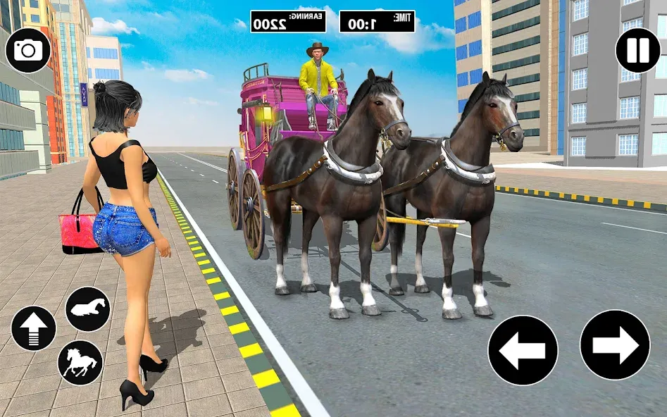 Horse Cart Taxi Transport Game  [МОД Бесконечные деньги] Screenshot 1