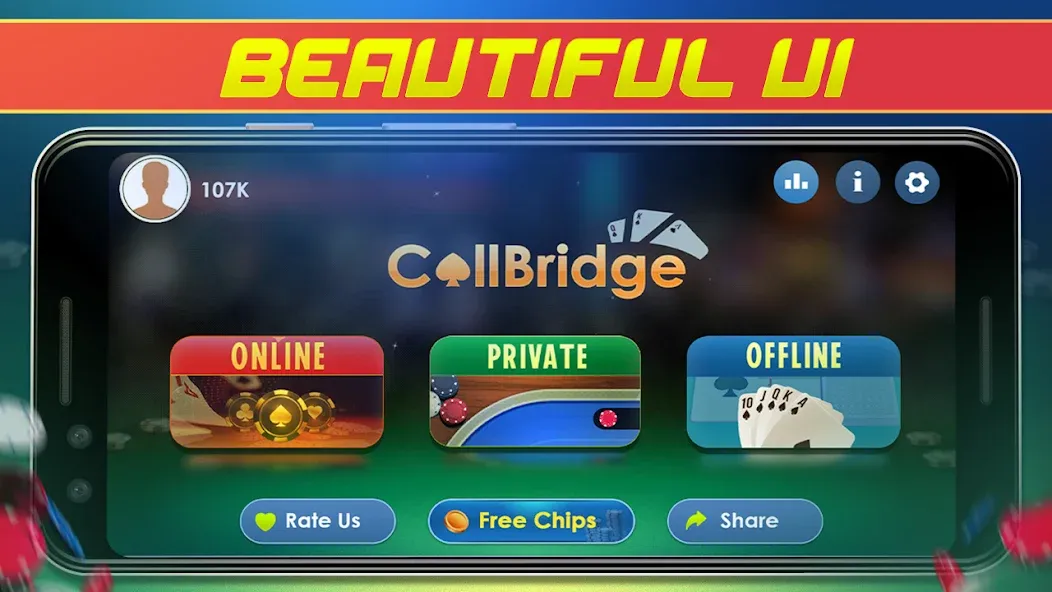 Call Bridge Card Game - Spades (Карточная игра Колл Бридж)  [МОД Меню] Screenshot 1