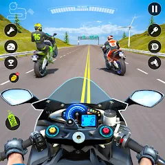 Скачать взломанную Moto Traffic Bike Race Game 3d (Мото Трафик Байк Рейс Гейм 3д)  [МОД Все открыто] - стабильная версия apk на Андроид