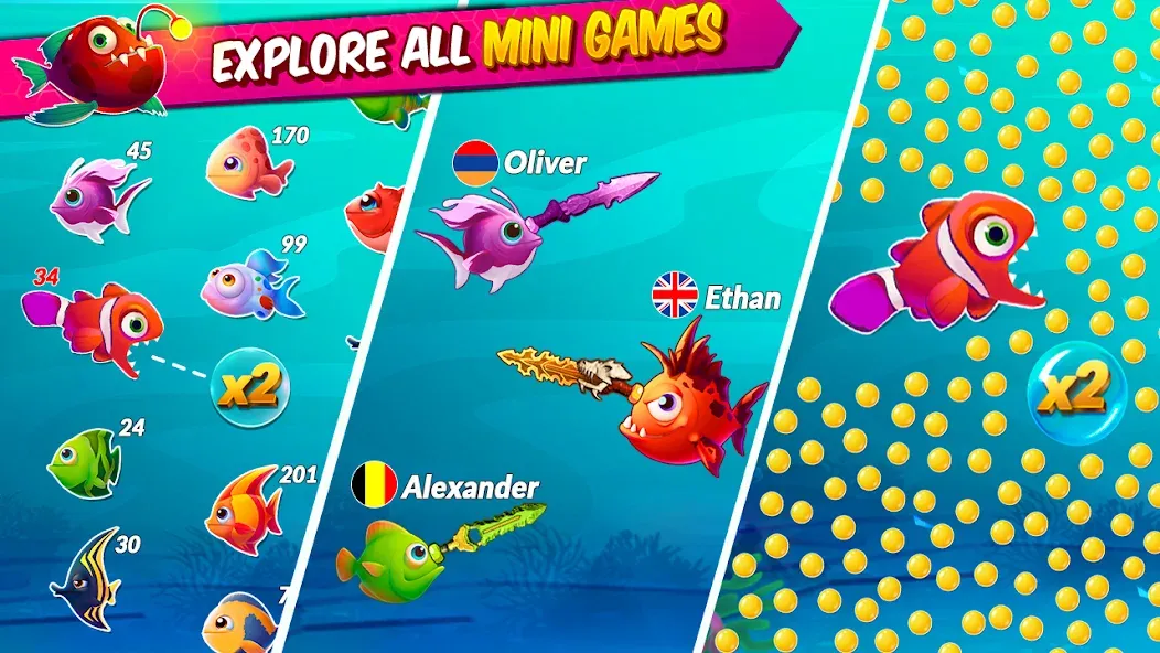 Big Eat Fish Games Shark Games  [МОД Много монет] Screenshot 1