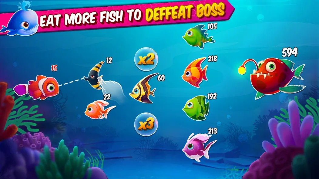 Big Eat Fish Games Shark Games  [МОД Много монет] Screenshot 2