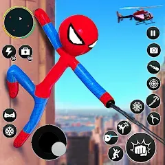 Взлом Flying Stickman Rope Hero Game  [МОД Unlocked] - последняя версия apk на Андроид