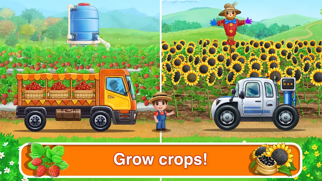 Tractor, car: kids farm games  [МОД Много монет] Screenshot 3