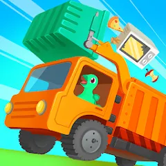 Взломанная Dinosaur GarbageTruck:for kids  [МОД Бесконечные монеты] - полная версия apk на Андроид