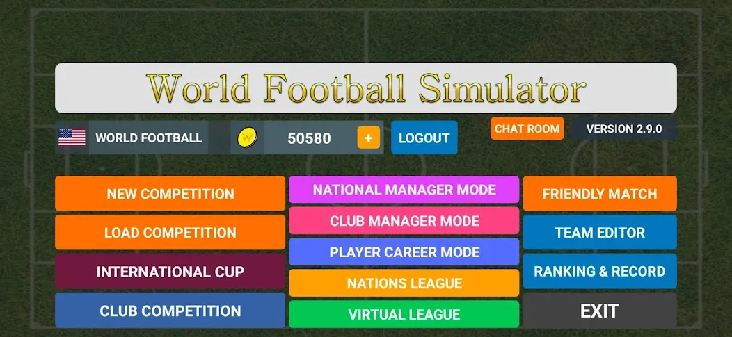 World Football Simulator (Мировой Футбольный Симулятор)  [МОД Бесконечные монеты] Screenshot 1