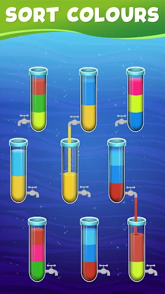 Water Sort Color Sorting games (Вотер Сорт Колор Сортинг гейм)  [МОД Все открыто] Screenshot 2