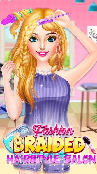 Braided Hair Salon Girls Games  [МОД Бесконечные деньги] Screenshot 3