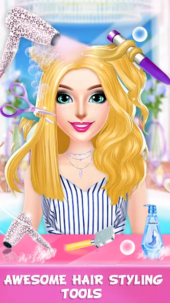 Braided Hair Salon Girls Games  [МОД Бесконечные деньги] Screenshot 4