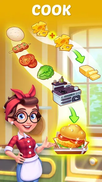 Merge Cooking:Theme Restaurant  [МОД Много монет] Screenshot 4