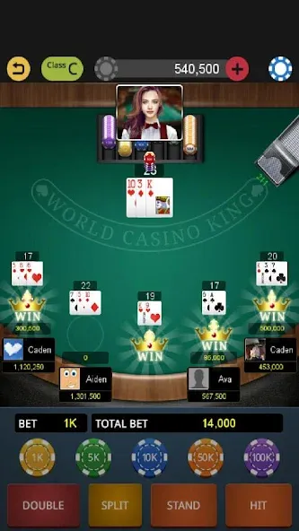 World Blackjack King  [МОД Много монет] Screenshot 2