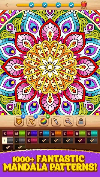 Cross Stitch Coloring Mandala (Кроссстиль раскрашивание мандала)  [МОД Бесконечные деньги] Screenshot 1