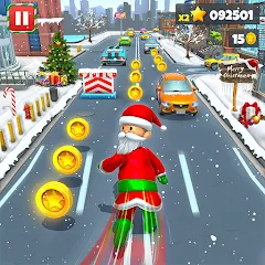 Скачать взлом Xmas Santa Surfer Running Game (Ксмас Санта Серфер Раннинг Гейм)  [МОД Бесконечные монеты] - последняя версия apk на Андроид