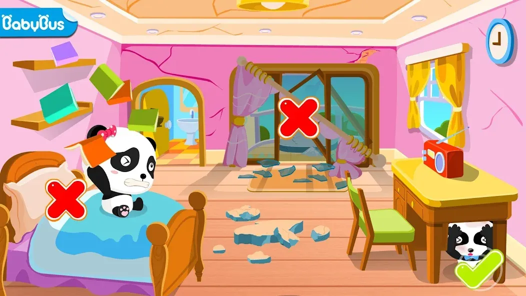 Baby Panda Earthquake Safety 1  [МОД Бесконечные монеты] Screenshot 1