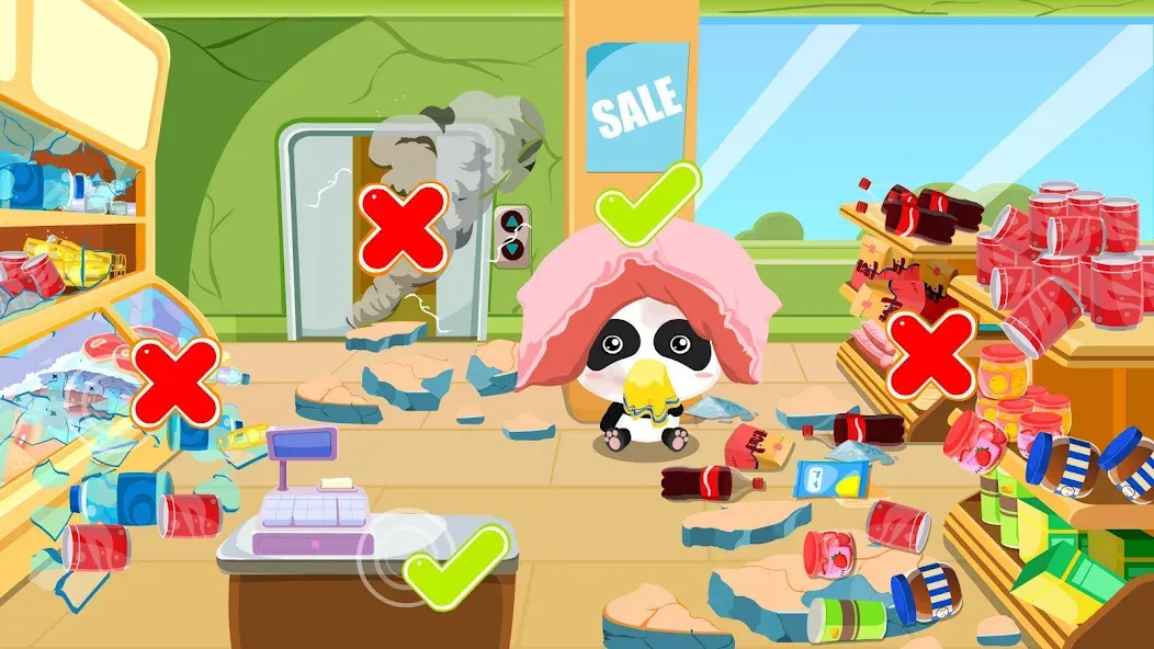 Baby Panda Earthquake Safety 1  [МОД Бесконечные монеты] Screenshot 3