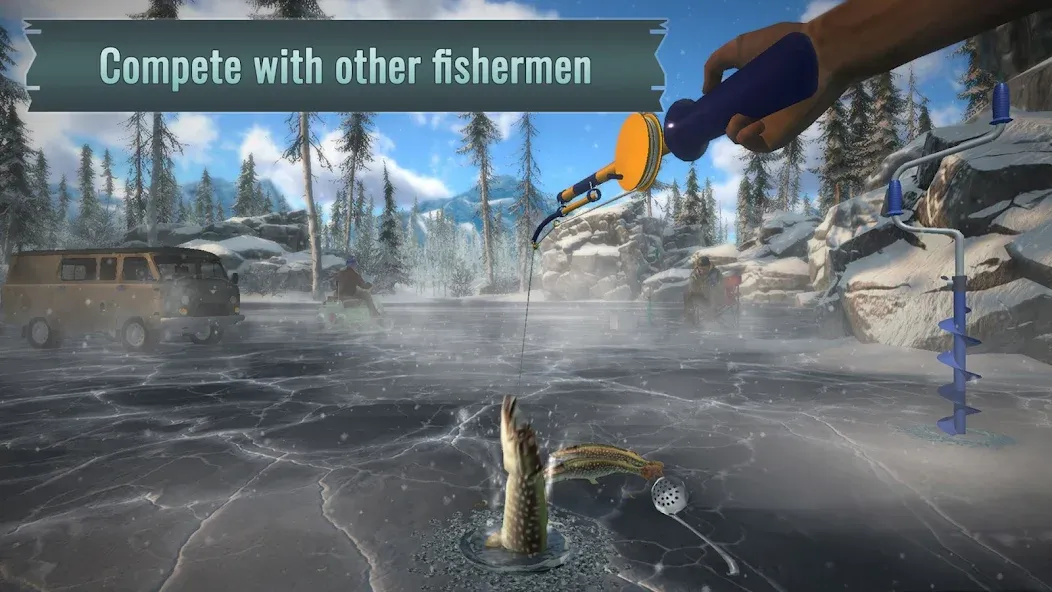 Ice fishing game. Catch bass.  [МОД Все открыто] Screenshot 2