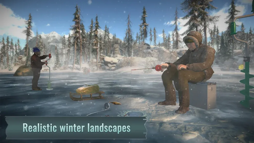 Ice fishing game. Catch bass.  [МОД Все открыто] Screenshot 5