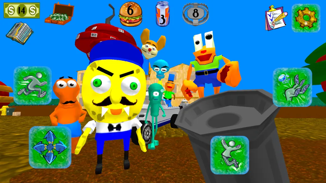 Sponge Neighbor Escape 3D (Спонж Сосед Побег 3D)  [МОД Mega Pack] Screenshot 3