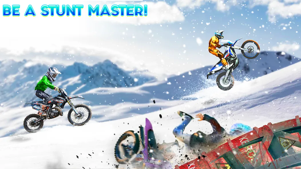 Snow Tricky Bike Stunt Race 3D  [МОД Unlocked] Screenshot 3