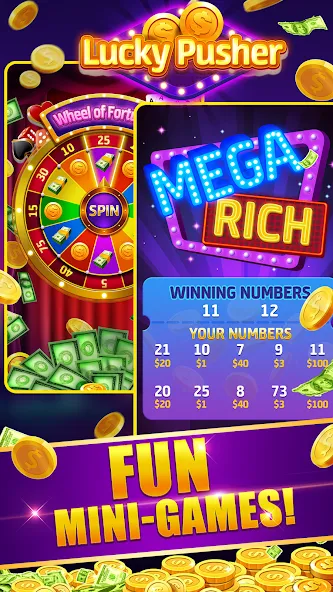 Lucky Cash Pusher Coin Games (Лаки Кэш Пушер Коин Геймс)  [МОД Menu] Screenshot 4