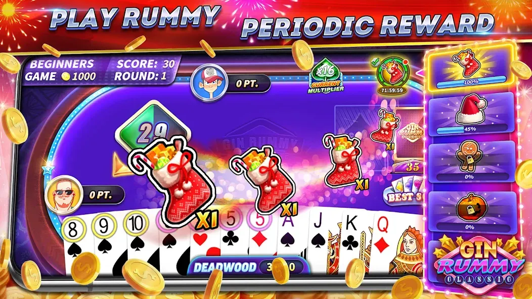 Gin Rummy Online & Offline  [МОД Много денег] Screenshot 1