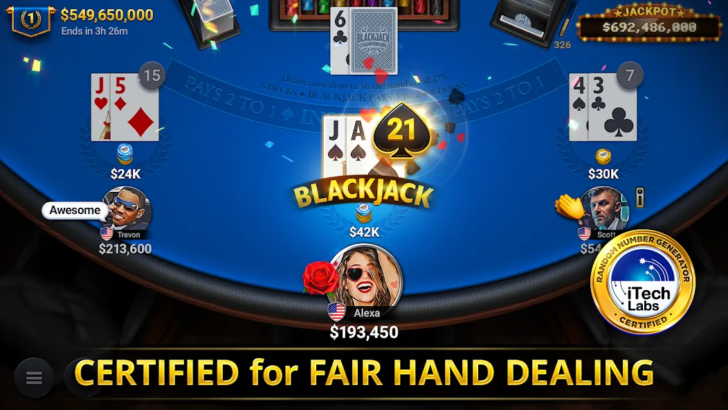 Blackjack Championship (Блэкджек Чемпионат)  [МОД Unlocked] Screenshot 1