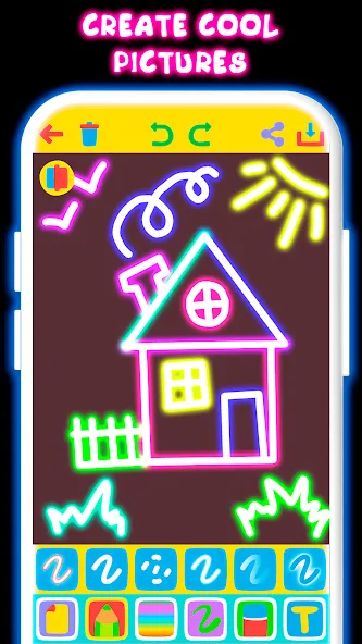 Drawing For Kids - Glow Draw  [МОД Много монет] Screenshot 1