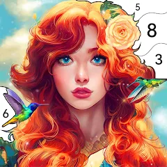 Взлом Girls Paint by Number Coloring (Девочки раскрашивают по номерам)  [МОД Unlimited Money] - полная версия apk на Андроид