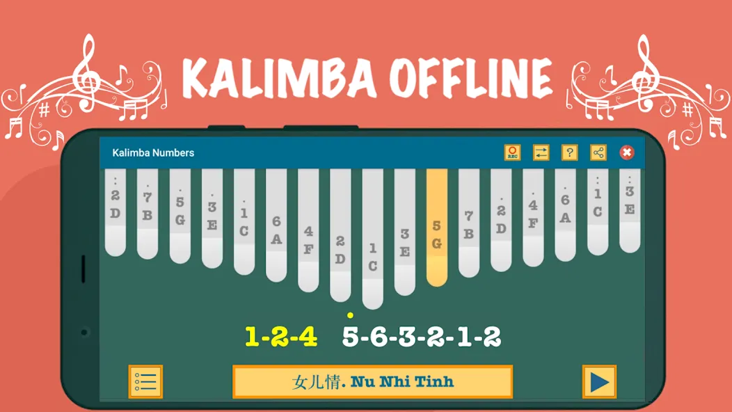 Kalimba App With Songs Numbers (Калимба приложение с песнями и цифрами)  [МОД Все открыто] Screenshot 1